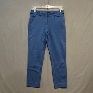 White House Black Market Slim Ankle Pants Women 0R Blue Mid Rise Trousers